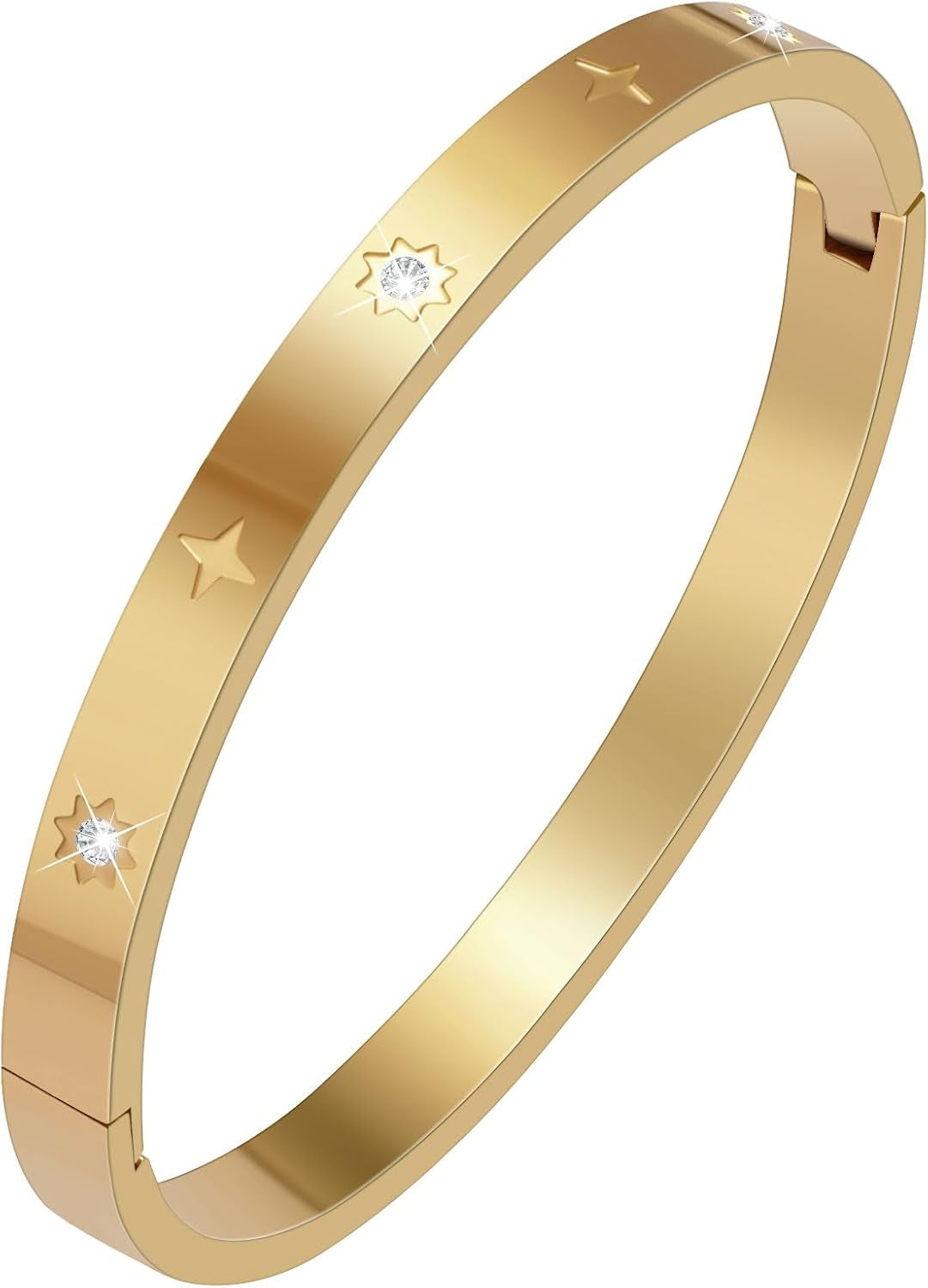 Elegant stackable gold bangles with love charm design