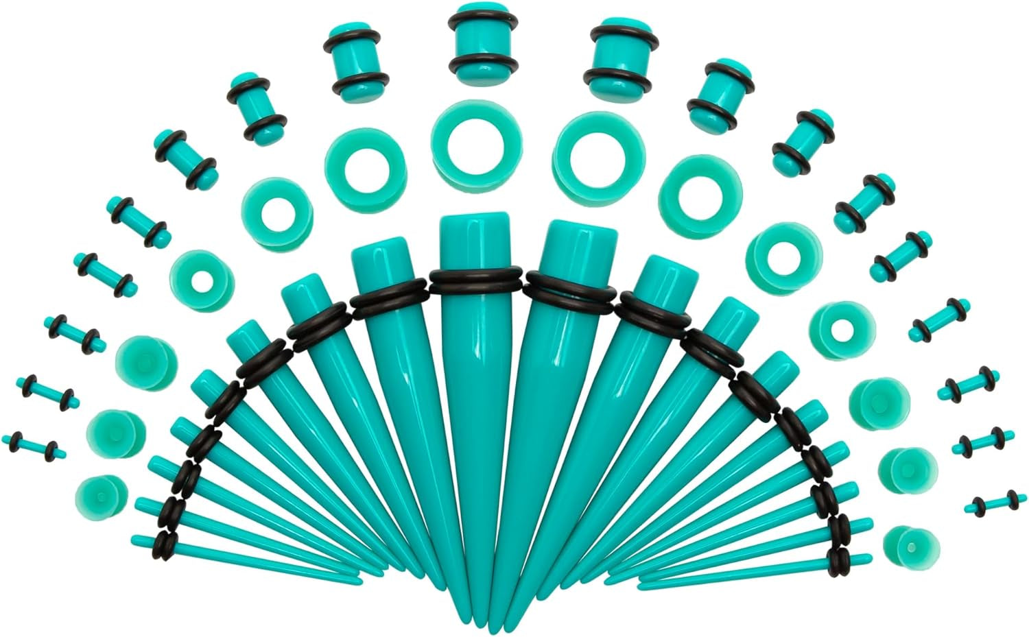 Acrylic, Silicone Ear Stretching Kit: Lightweight Tapers, Heart Tunnels & Plugs for Starter Expanders | Body Piercing Jewelry Earring Gauges Gauging Set for Men, Women (Size: 14G-0000G)