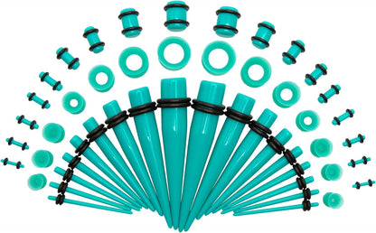 Acrylic, Silicone Ear Stretching Kit: Lightweight Tapers, Heart Tunnels & Plugs for Starter Expanders | Body Piercing Jewelry Earring Gauges Gauging Set for Men, Women (Size: 14G-0000G)