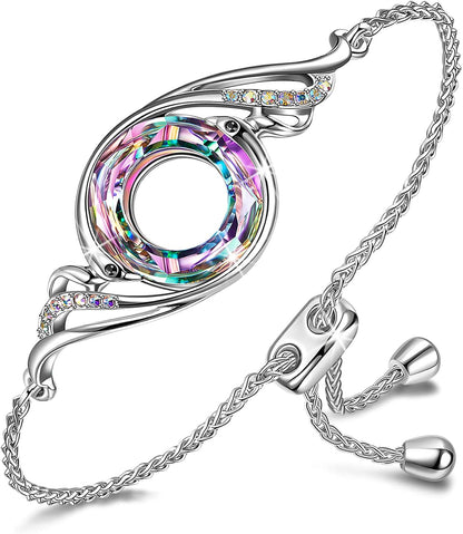 Adjustable mechanism on phoenix crystal bangle bracelet