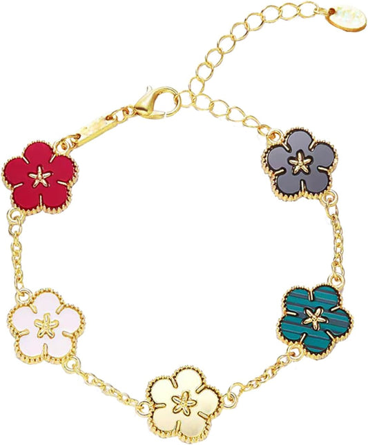 Four Leaf Clover Bracelet for Women Lucky 18K Gold Plated Stackable Jewelry Gift for Women Birthday Gifts for Girlfriend