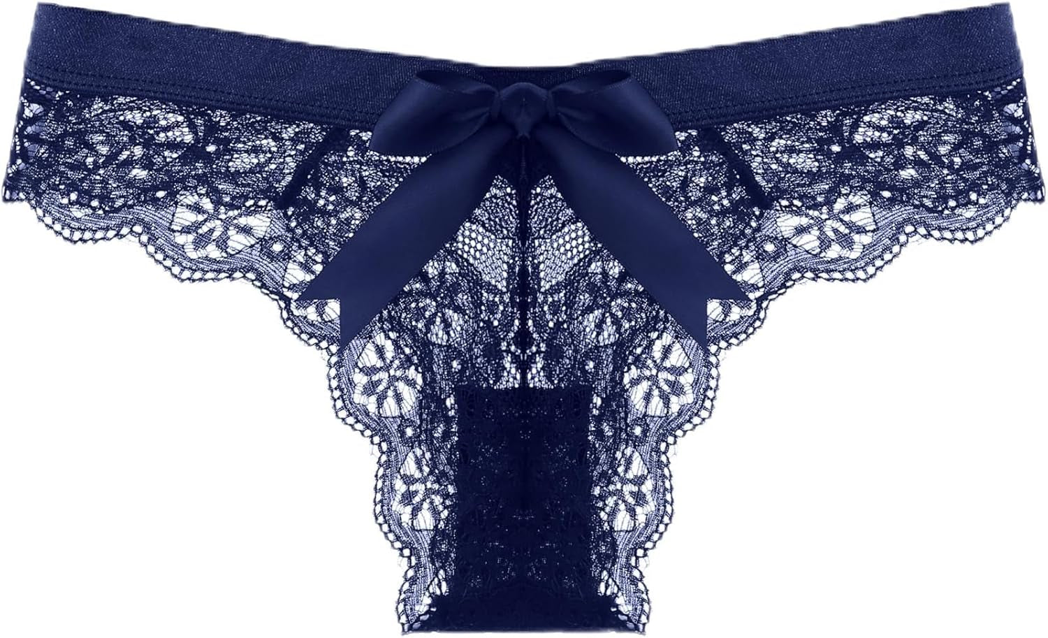 Women's dressy thong panties with decorative lace trim