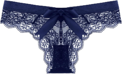 Women's dressy thong panties with decorative lace trim