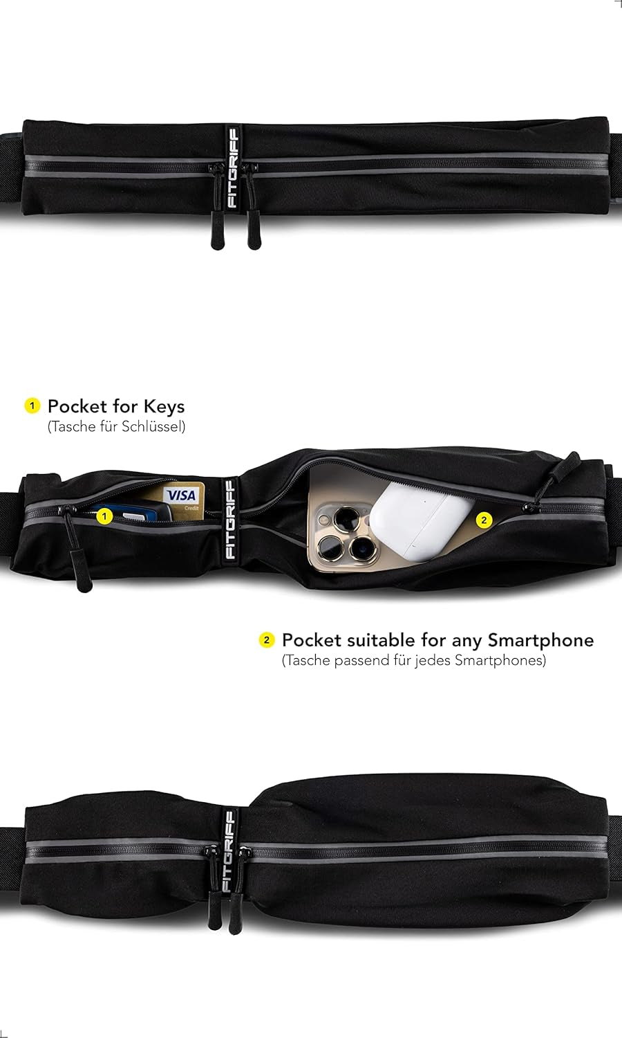 Spacious jogging pouch for phones, keys and running essentials
