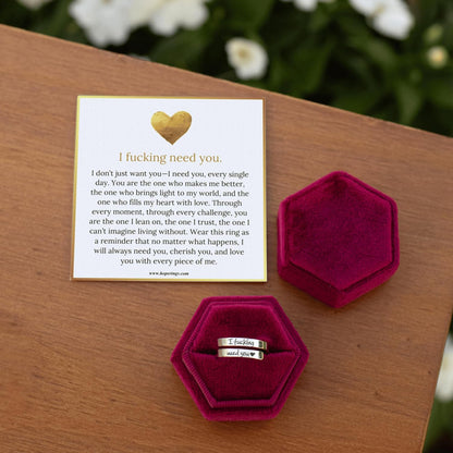 I F♡Cking Need You Ring by Hope Rings – 304 Stainless Steel Rings for Her – Adjustable Couples with Gift Box & Message Card – Tarnish Free Jewelry – Romantic Gift for Girlfriend or Boyfriend