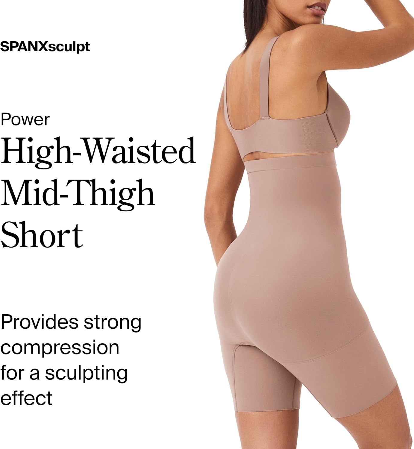 Front view of SPANX lightweight core control shapewear with smooth waistline
