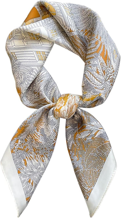 ANDANTINO 100% Mulberry Silk Square Scarf for Hair-25.6" X25.6'' Women Men Natural Silk Neckerchief Digital Printed Headscarf