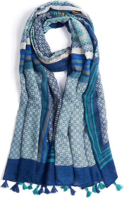 Scarf for Women Lightweight Soft Floral Leopard Printed Scarves Fall Winter Fashion Shawl Wrap with Fringe