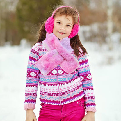 Kids Toddler Scarf Winter Rainbow Scarf Gradient Cross Tie Collar Fluffy Fur Plush Scarves Neck Warmer for Girls Boys