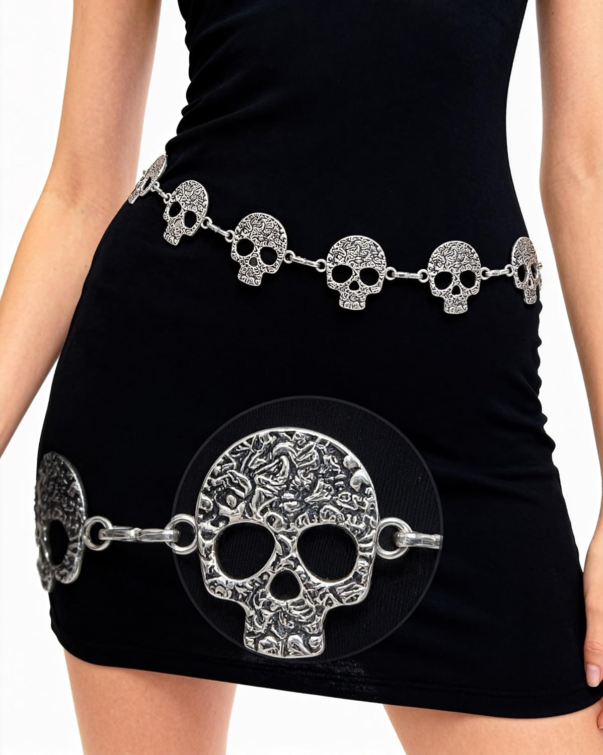 Skull Waist Chain Belt - Punk Gothic Crossover Body Belly Chains Tassel for Women Girl