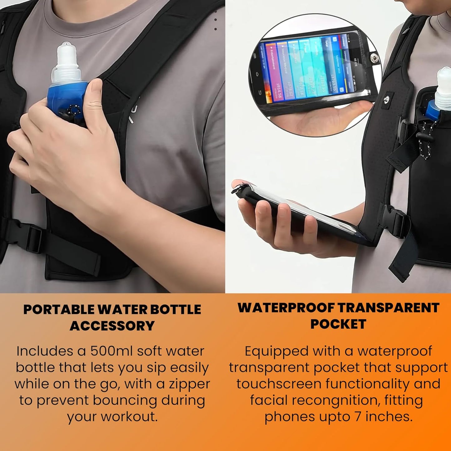 Reflective strips detail on breathable running vest for nighttime visibility