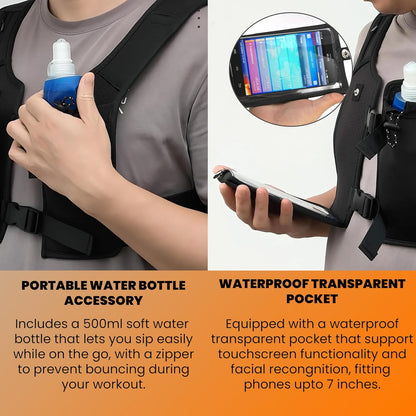 Reflective strips detail on breathable running vest for nighttime visibility