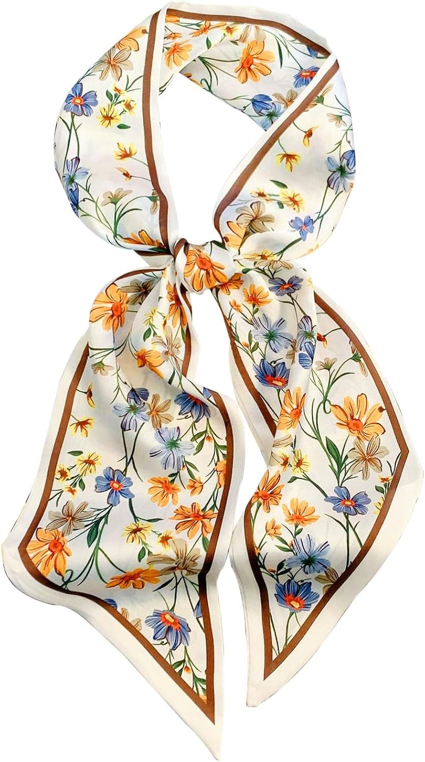 Head Scarf Hair Neck Scarves for Women Purse Bag Scarfs for Handbags Silky Long Thin Satin Headscarf Fashion