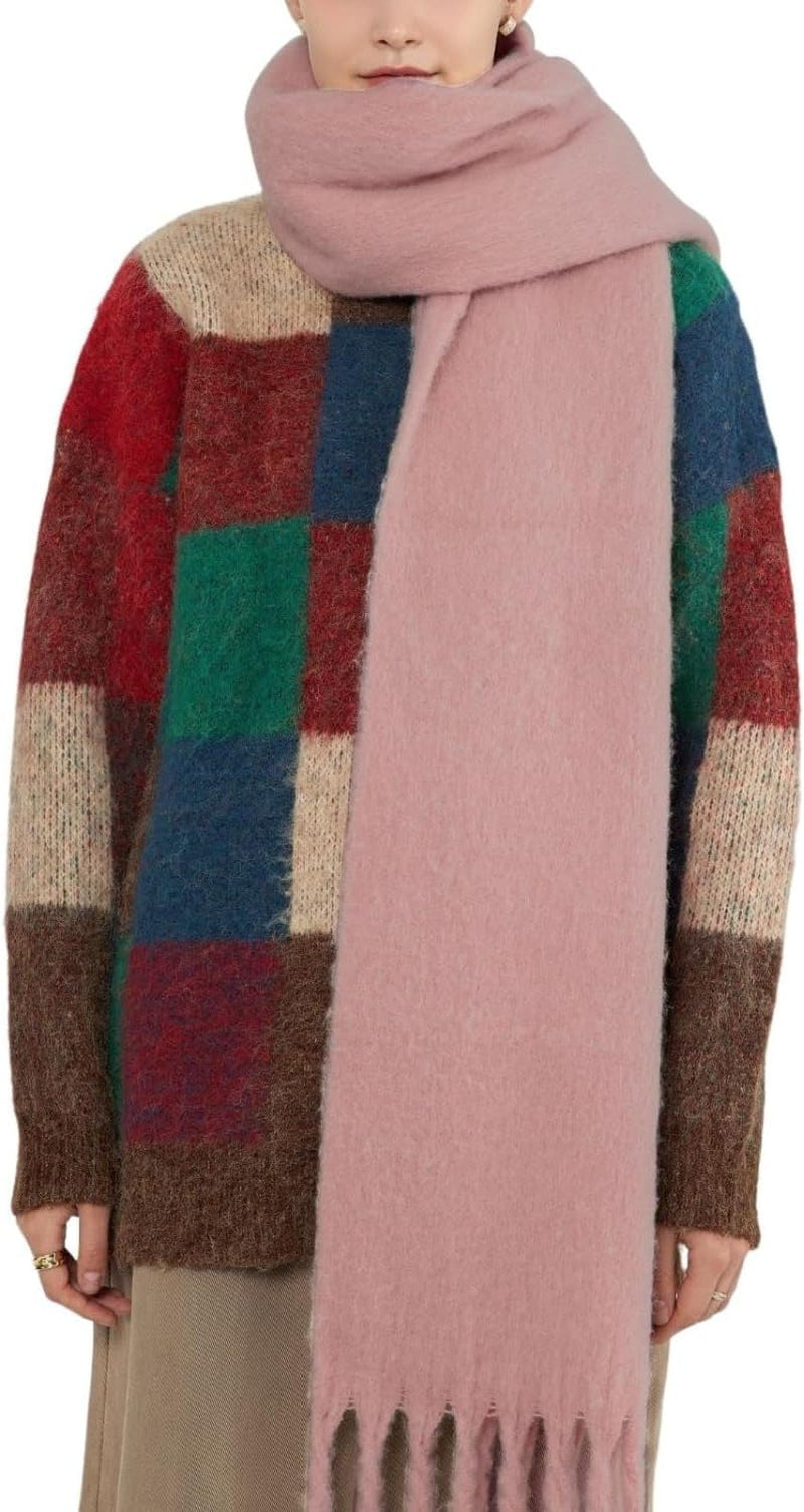 Women Chunky Scarf, Soft Warm Winter Scarf for Cold Weather, Christmas Blanket Scarves Pashmina Shawl Wrap