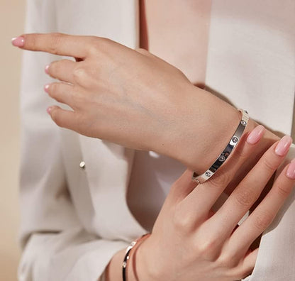Shimmering cubic zirconia bangle bracelet detail shot