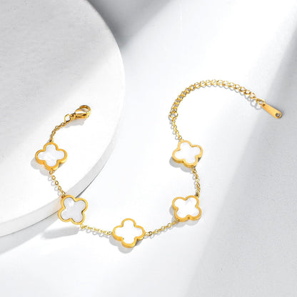 Clover Bracelets for Women 18K Gold Plated 4 Leaf Clover Bracelet Black White Red Green Cute Lucky Bracelets Jewelry Gifts Trendy for Women