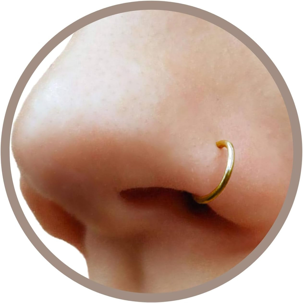 Encharmed 925 Sterling Silver or 14K Gold Filled Fake Clip on Nose Ring, Handmade 20 Gauge Tiny Faux Non Piercing Huggie Hoop