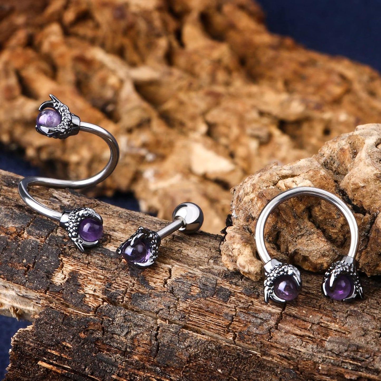 OUFER 3PCS Cartilage Earrings, 316L Surgical Steel Mixed Earrings with Dragon Claw Twist Helix Earring Ear Body Piercing Jewelry Tragus Earring