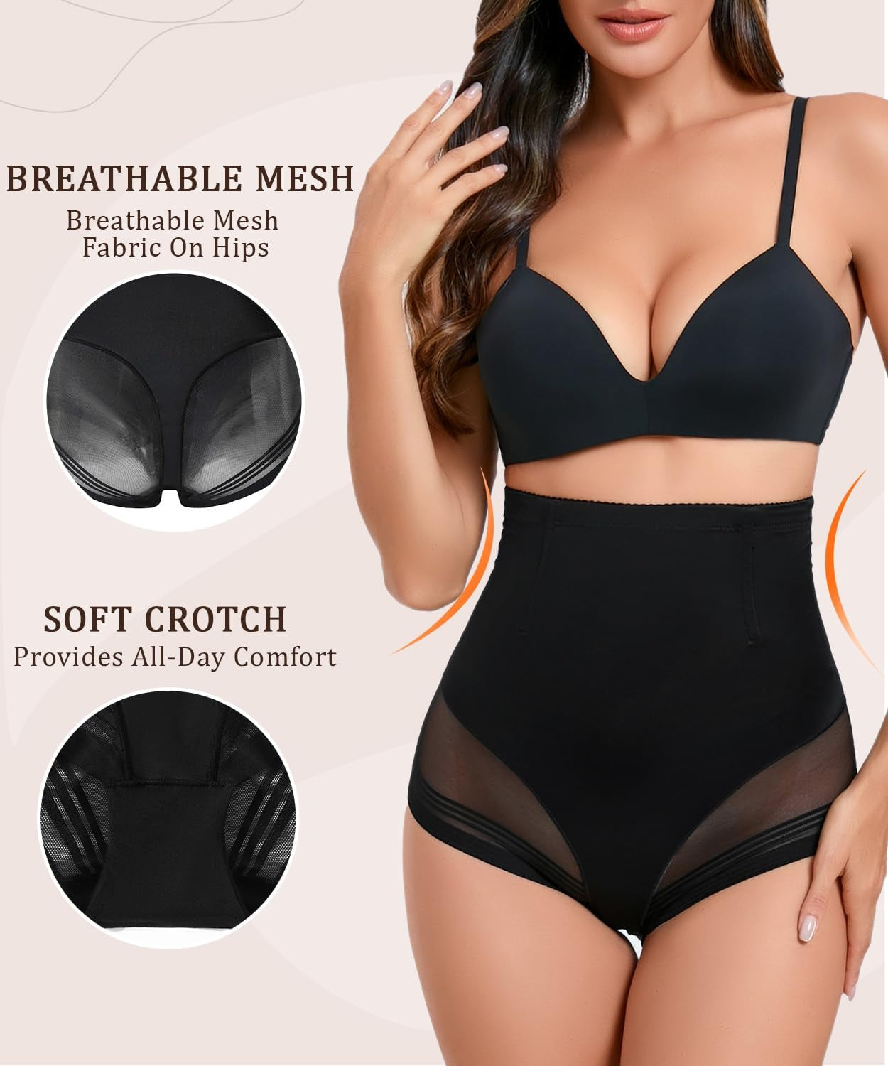 Seamless tummy control shaper panties with smooth waistband