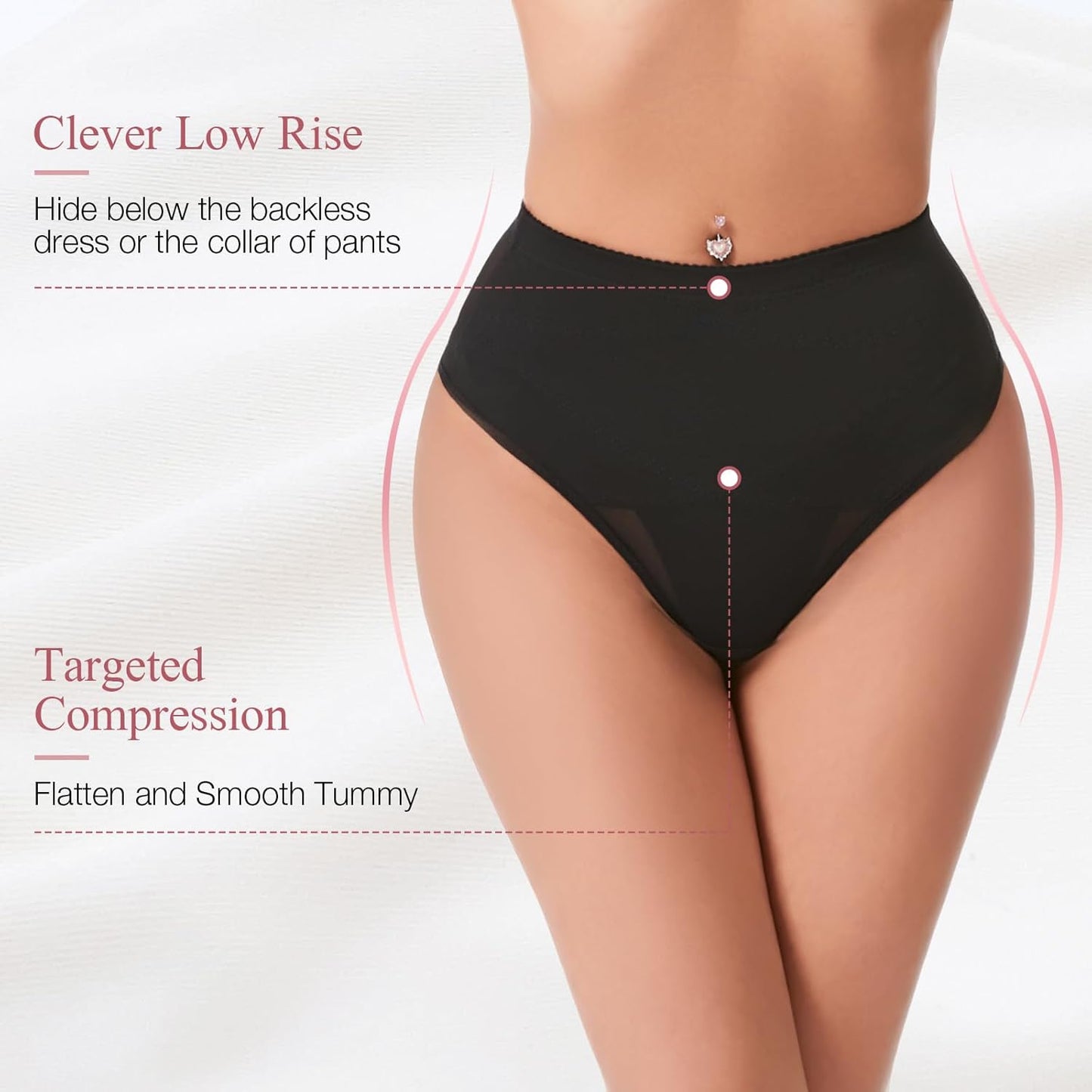 Seamless compression panties showing flattering tummy control fit