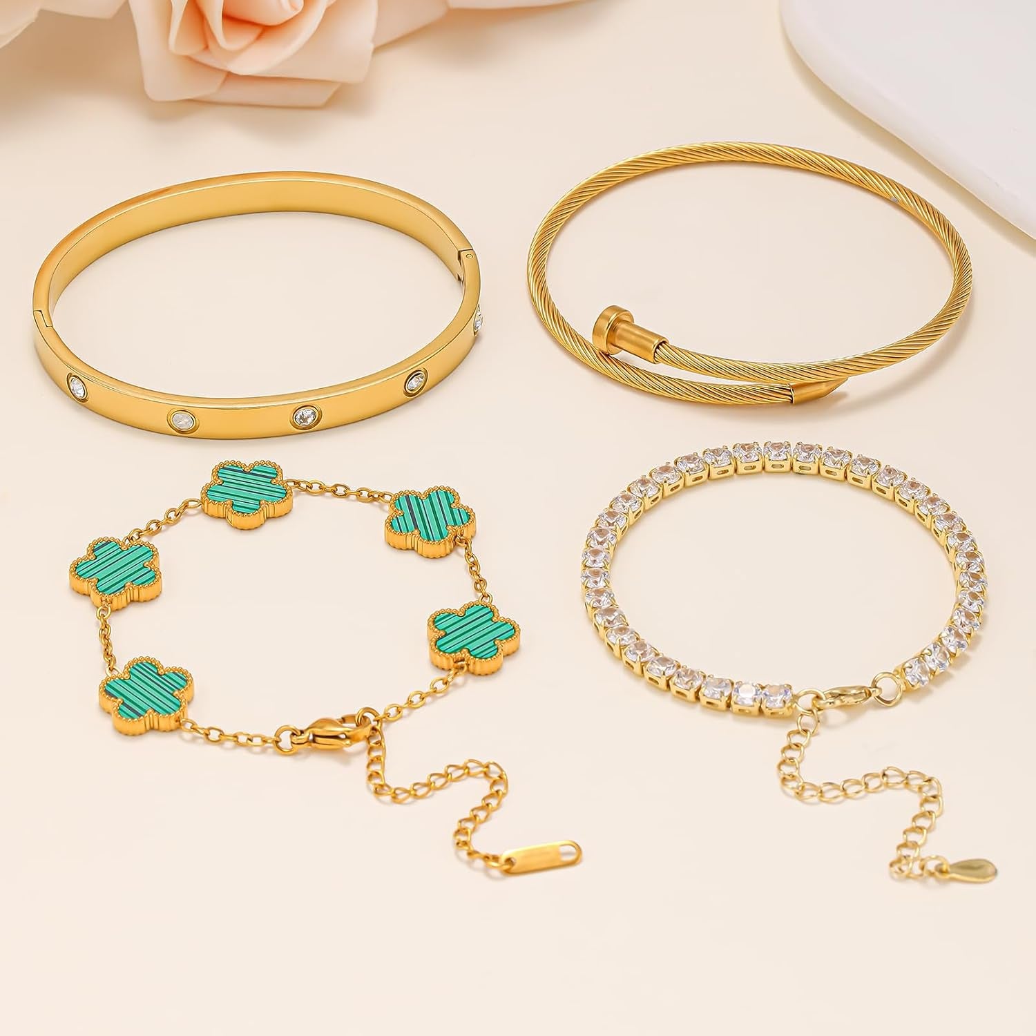 Mother's day 18K gold plated bracelet jewelry set