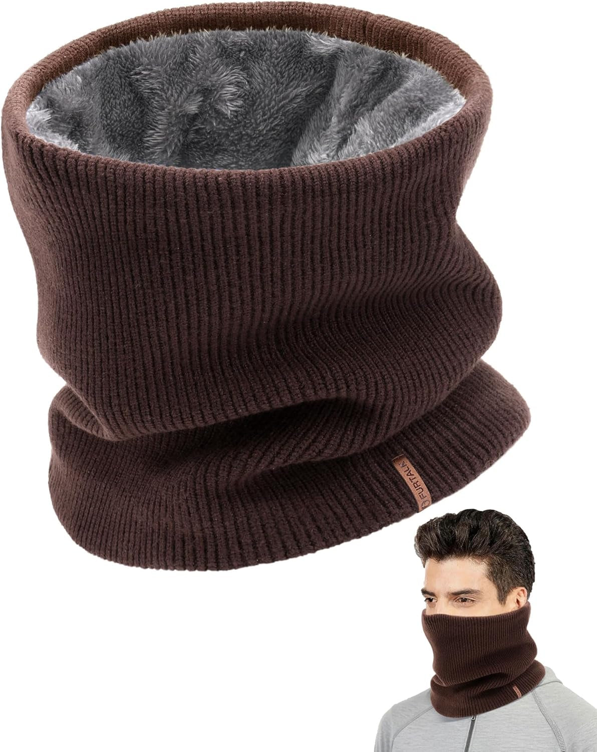 FURTALK Winter Neck Warmer Men Ski Neck Gaiter Scarf for Men Women Thick Warm Fleece Windproof Scarves