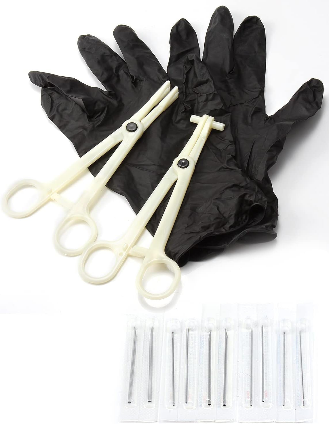 Vsnnsns Piercing Kit 316L Surgical Steel Body Jewelry Piercing Kit with 12G 14G 16G 18G 20G Piercing Needles Use for Nose Septum Lip Tongue Belly Eyebrow Rings Ear Piercing Kit Silver Black Rainbow