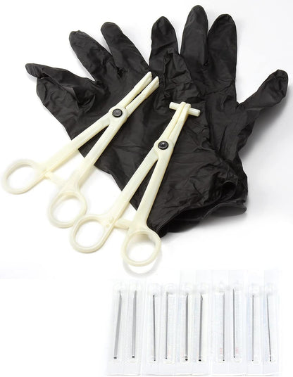 Vsnnsns Piercing Kit 316L Surgical Steel Body Jewelry Piercing Kit with 12G 14G 16G 18G 20G Piercing Needles Use for Nose Septum Lip Tongue Belly Eyebrow Rings Ear Piercing Kit Silver Black Rainbow