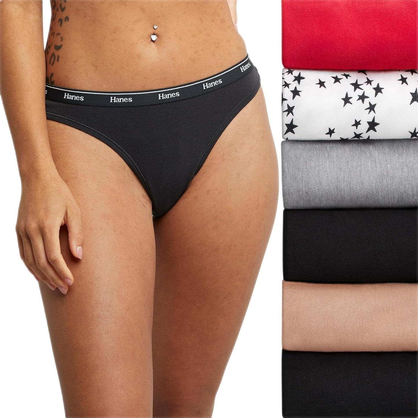 Flat lay of women's breathable thong underwear pack