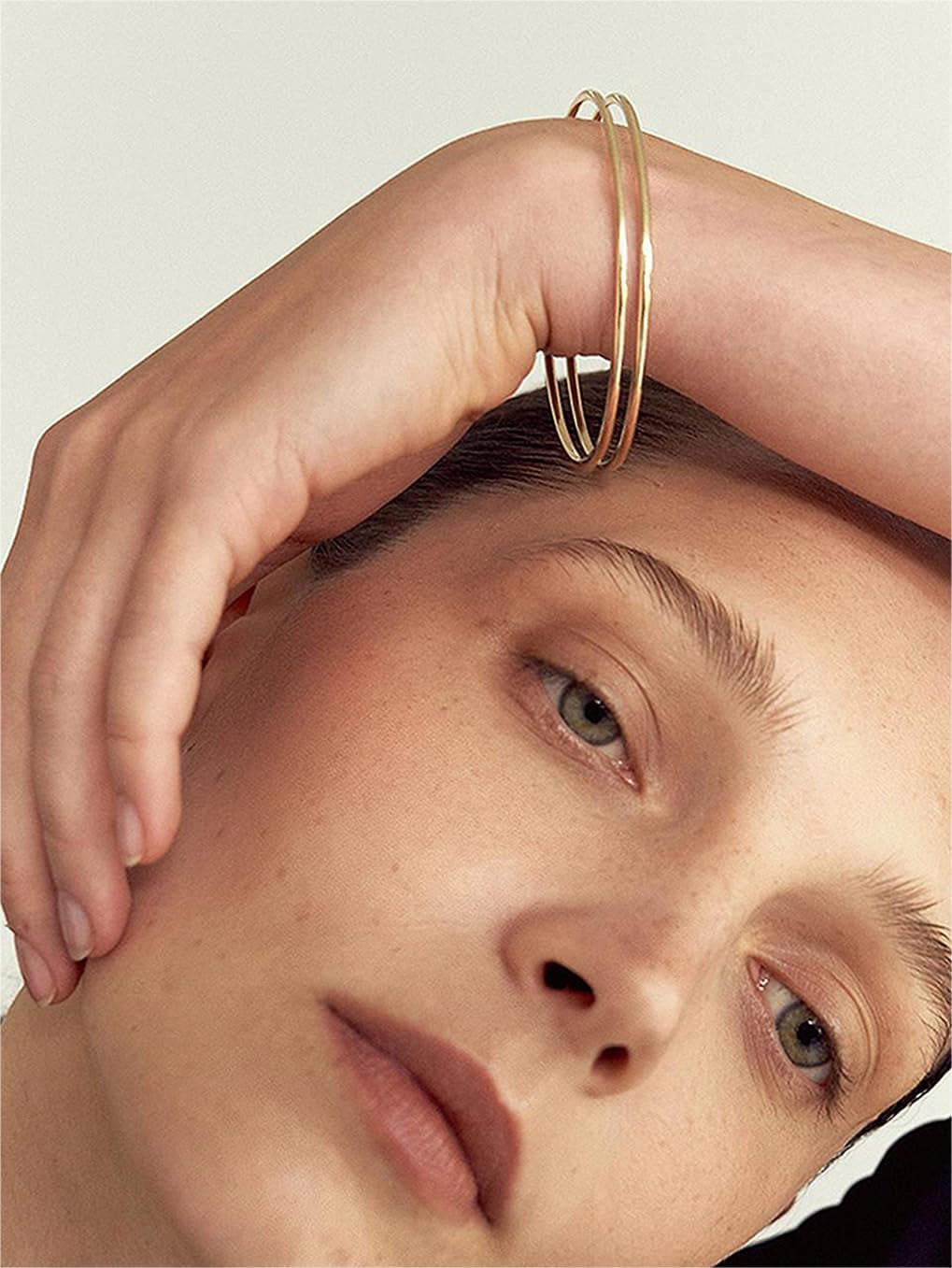 PEARLADA 18K Gold Cuff Bracelet for Women, Chunky Open Bangle Adjustable Bracelet, Trendy Statement Jewelry