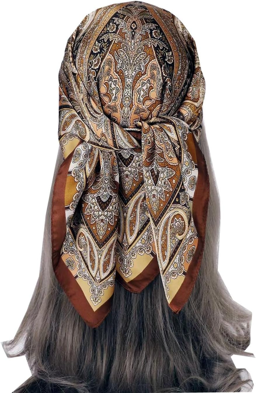 Hexchasty Head Hair Scarf Satin Silk Feeling Scarves for Women Lightweight Fashion Bag Purse Scarf for Handbags Accessories