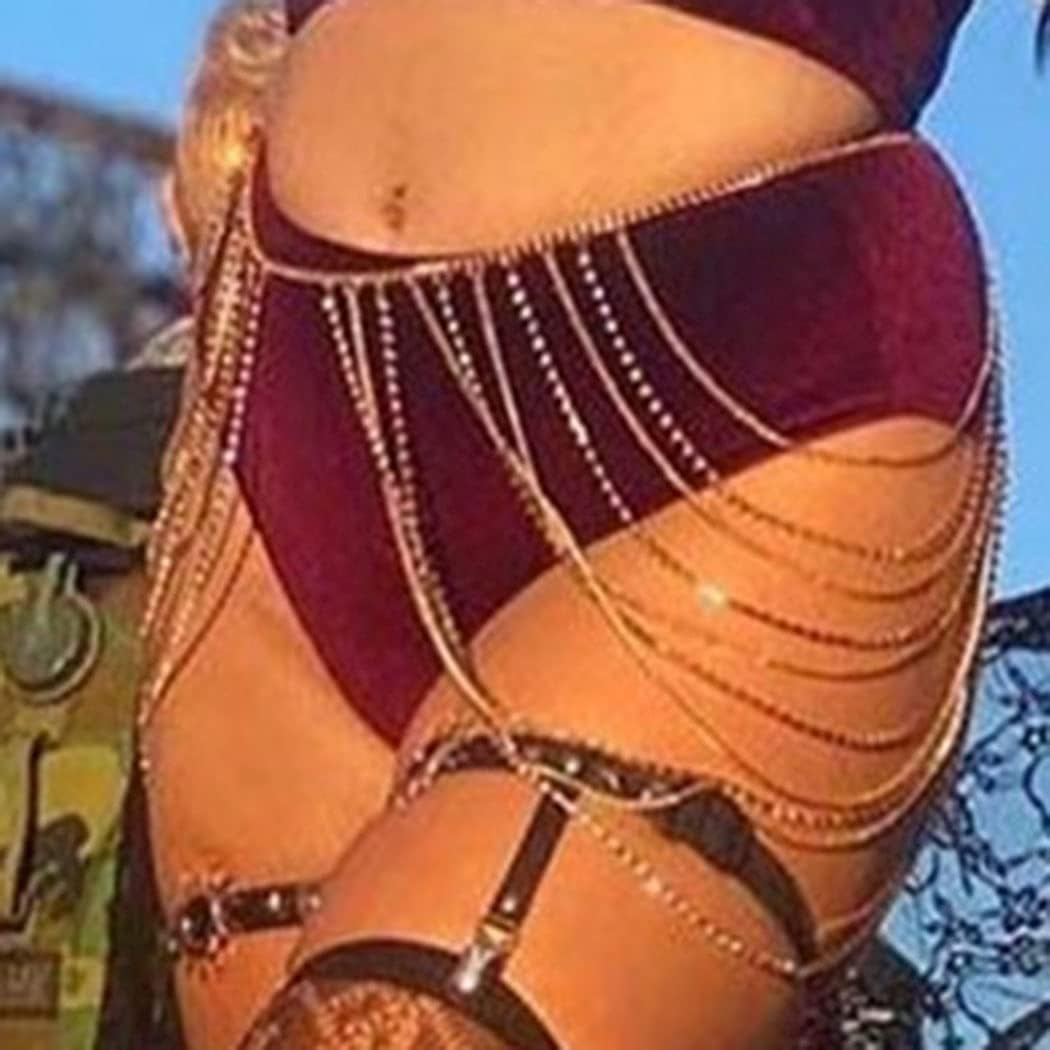 Brishow Rhinestone Body Chains Layered Crystal Waist Chain Beach Bikini Fashion Body Jewelry Accessories for Women and Girls