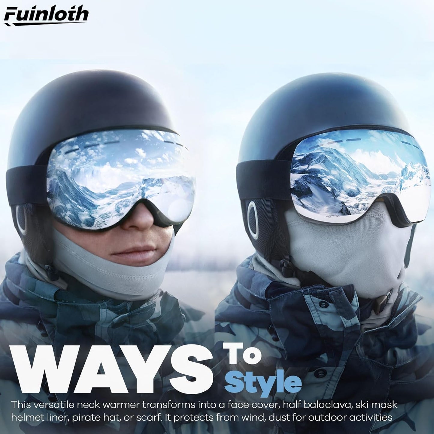 Fuinloth 2 Pack Winter Neck Gaiter, Fleece Warmer Scarf Cold Weather Face Mask Cover for Men/Women