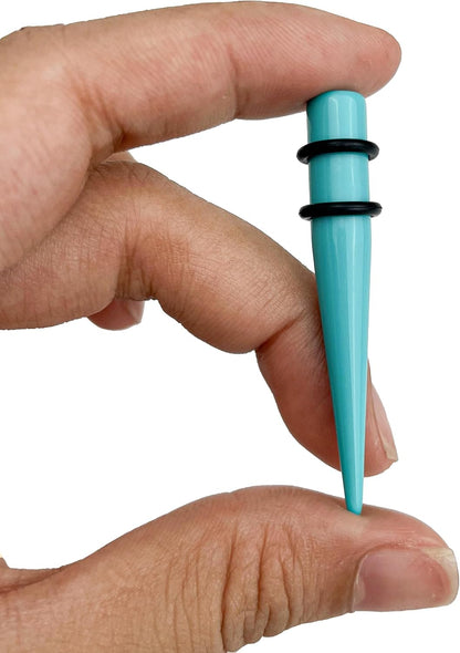 Acrylic, Silicone Ear Stretching Kit: Lightweight Tapers, Heart Tunnels & Plugs for Starter Expanders | Body Piercing Jewelry Earring Gauges Gauging Set for Men, Women (Size: 14G-0000G)