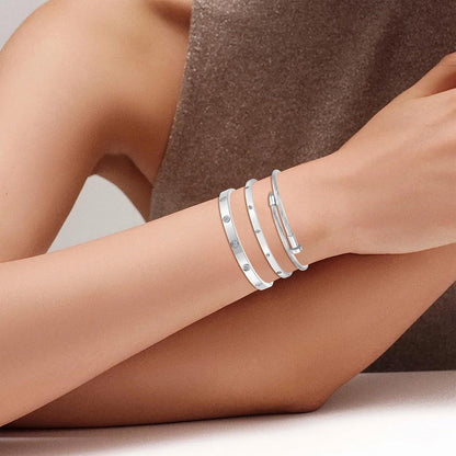 18K Gold Bracelets for Women - Stackable Clover & Nail Love Bangle Set - Non-Tarnish Stainless Steel Jewelry Gift for Valentine'S, Mother'S Day & Christmas