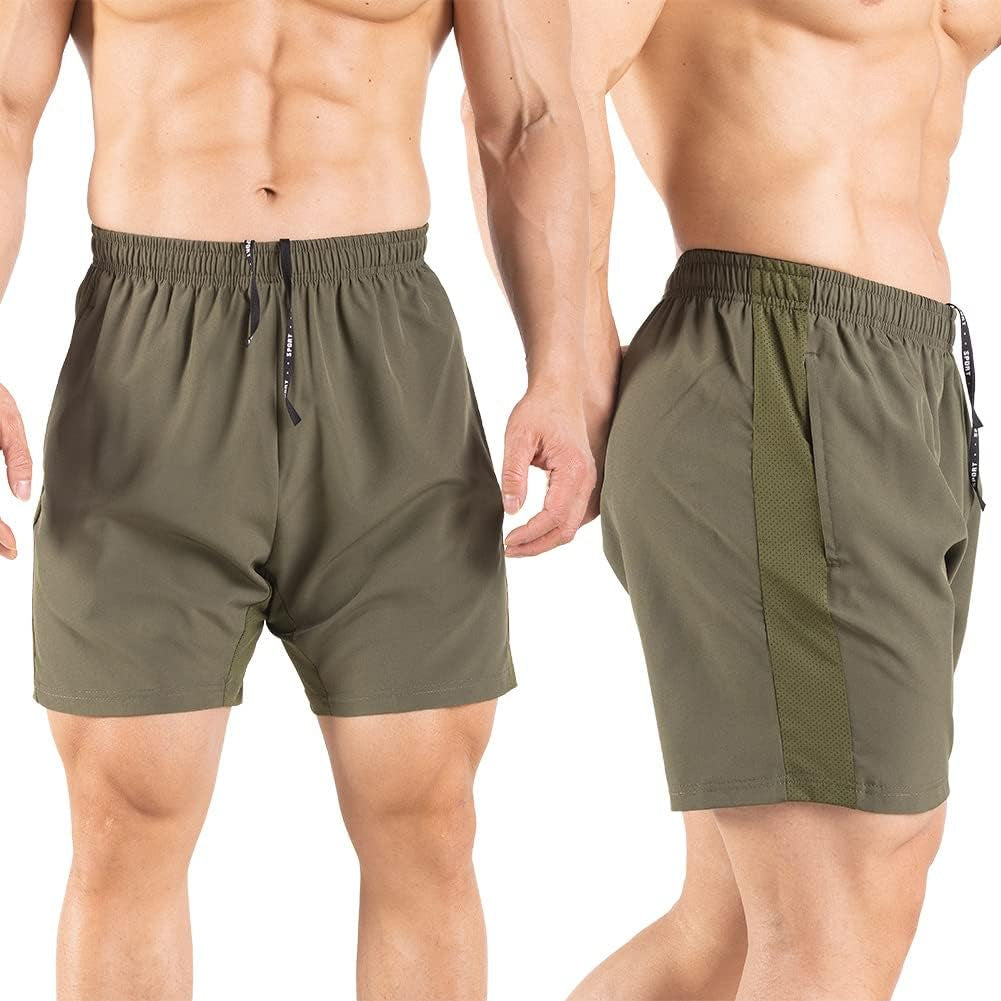 Man wearing lightweight running shorts during outdoor training workout