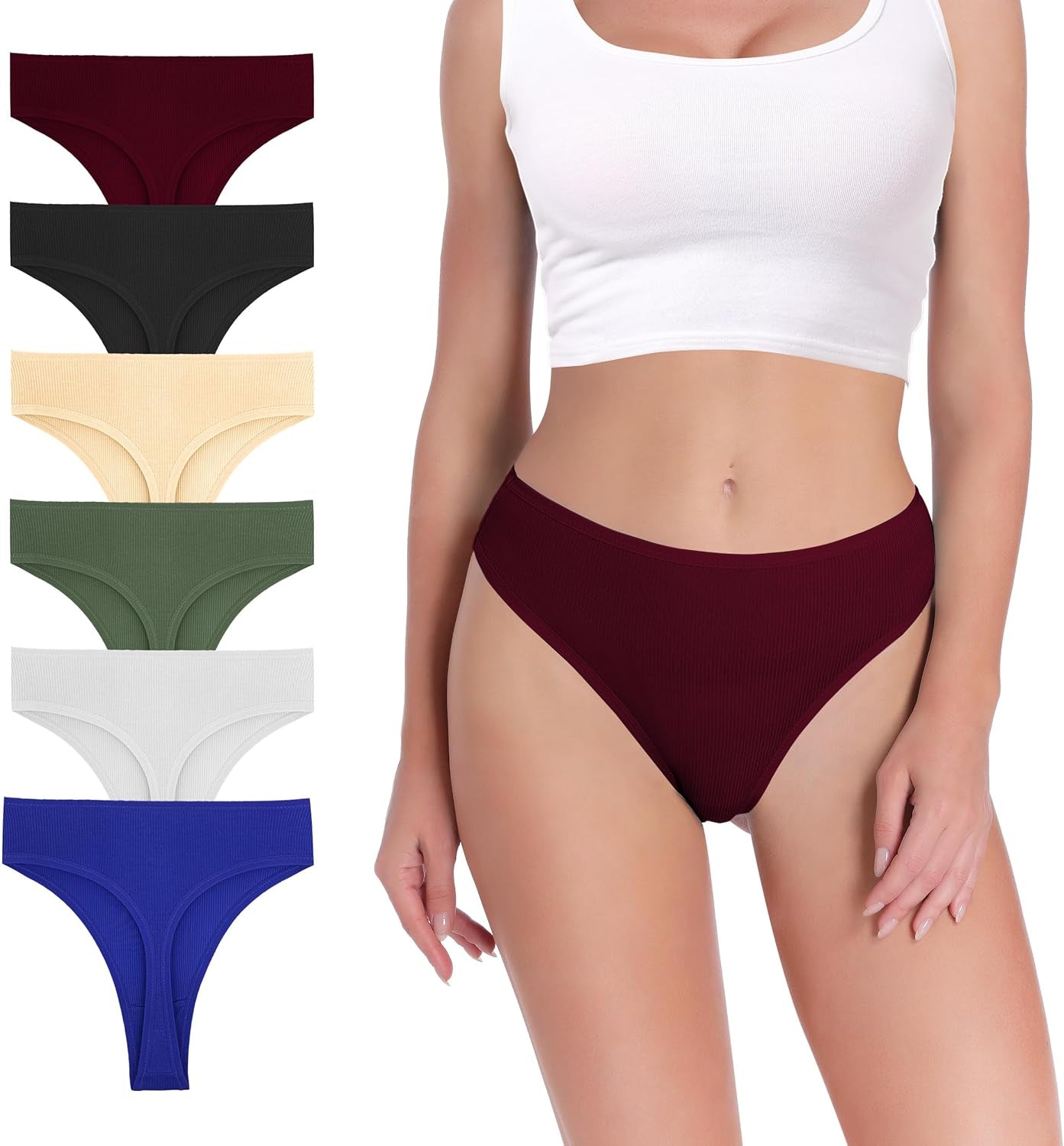 Breathable cotton blend thong waistband detail