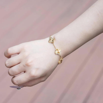 18K Gold-Plated Women'S Gold Lucky Four-Leaf Clover Bracelet Exquisite Fashion Jewelry Jewelry Gift Women'S Gift