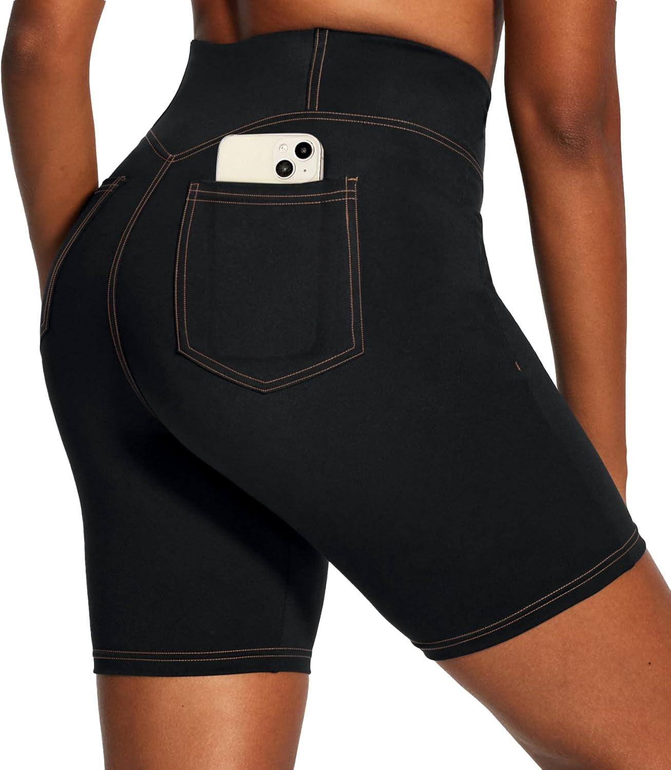 IUGA Biker Shorts Women 6" Tummy Control Workout Shorts Women with Pockets High Waisted Yoga Running Gym Spandex Compression