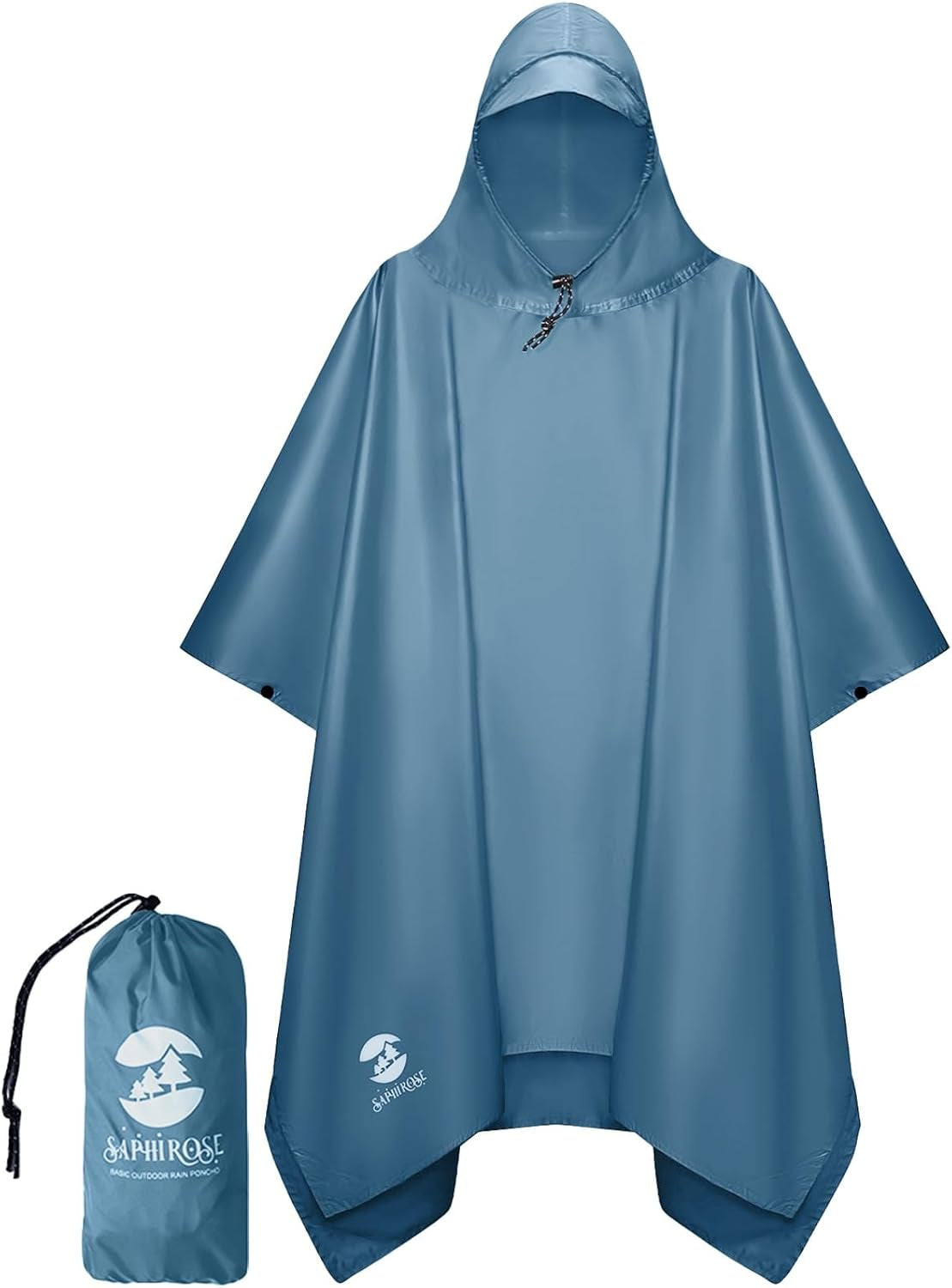Saphirose Hooded Rain Poncho Waterproof Raincoat Jacket for Men Women Adults