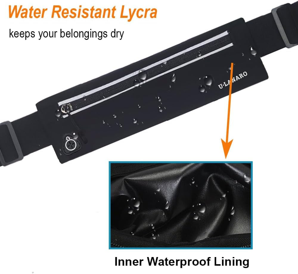 Lightweight runners pouch in black comfortable fit waist