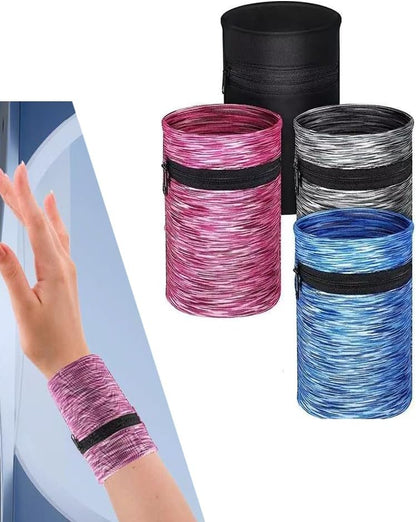 1 Pocket Wrist Wallet Wrist Cell Phone Holder, Ankle Wallet, Sweat Bands, Armband, Hidden Pouch, Wristlet Wallet for Travel, Outdoor Sports Running,Black