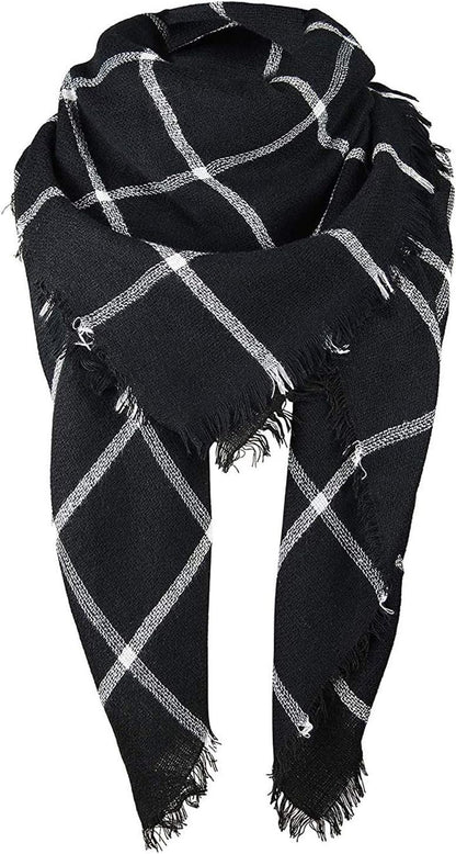 American Trends Womens Fall Winter Scarf Plaid Tassel Soft Warm Blanket Scarves Womens Shawl Wraps