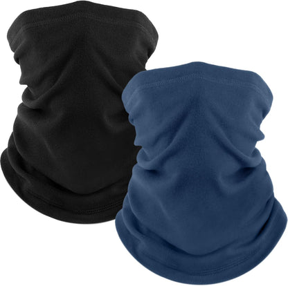 Fuinloth 2 Pack Winter Neck Gaiter, Fleece Warmer Scarf Cold Weather Face Mask Cover for Men/Women