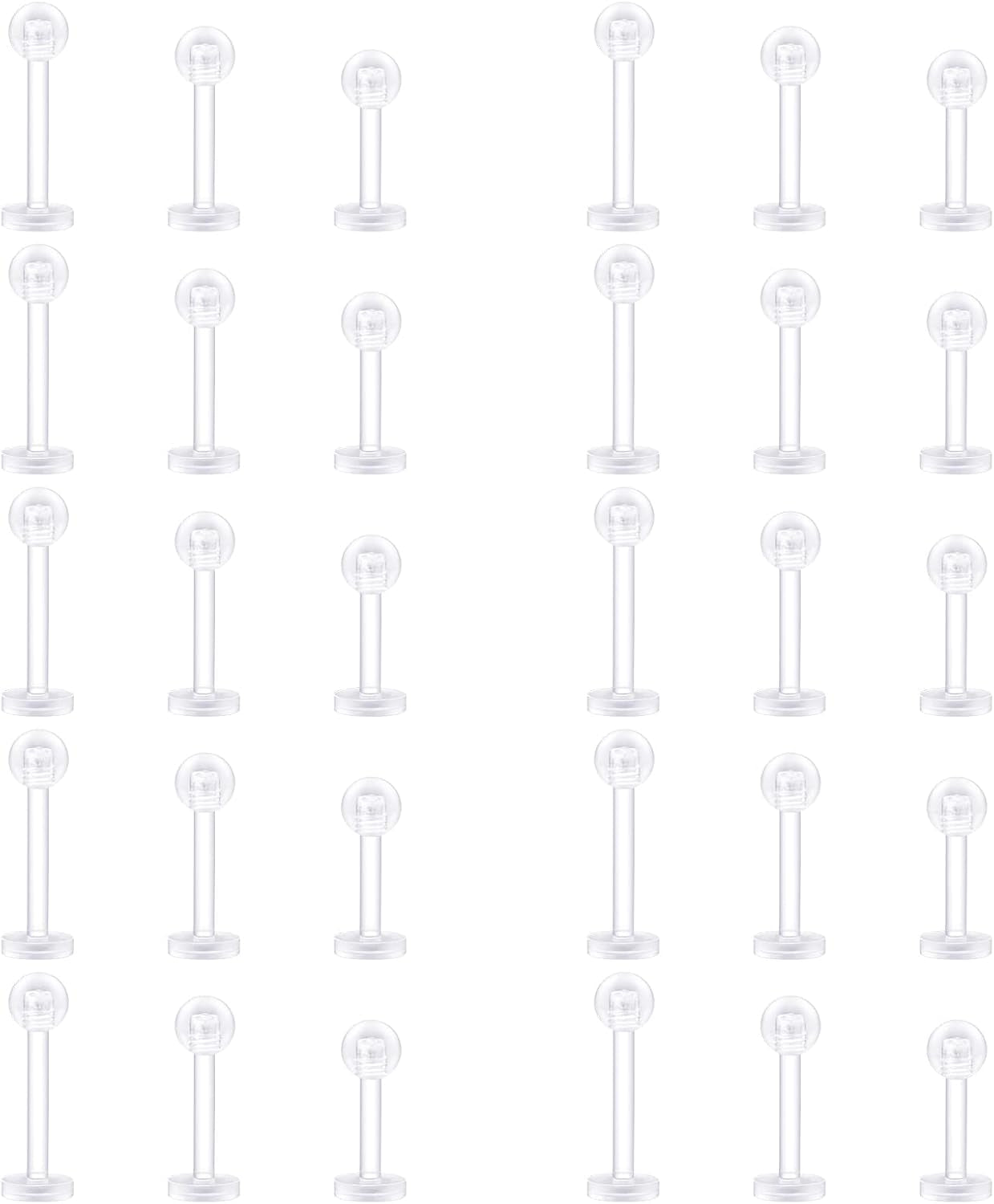 D.Bella Clear Cartilage Earring-16Pcs 16G Clear Acrylic Bioflex Tragus Retainer Lip Rings Nose Studs Labret Ear Helix Earring Clear 6Mm/8Mm/10Mm/12Mm