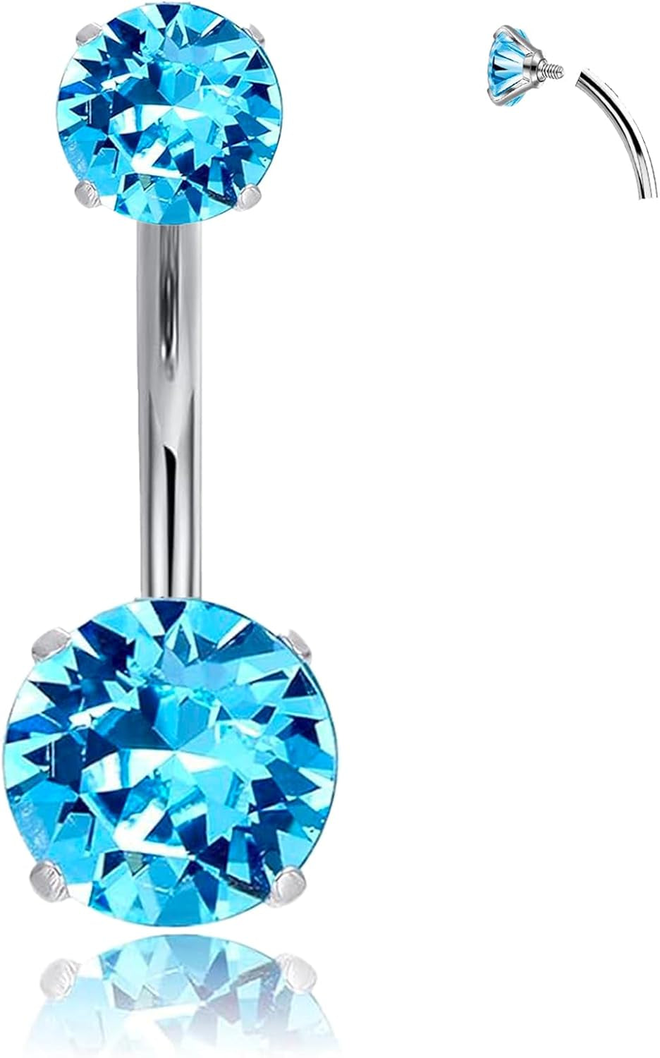 14G Clicker Belly Button Ring，Surgical Stainless Steel Hinged Belly Button Rings Belly Barbell Piercing Navel Barbell Body Jewelry 2PCS