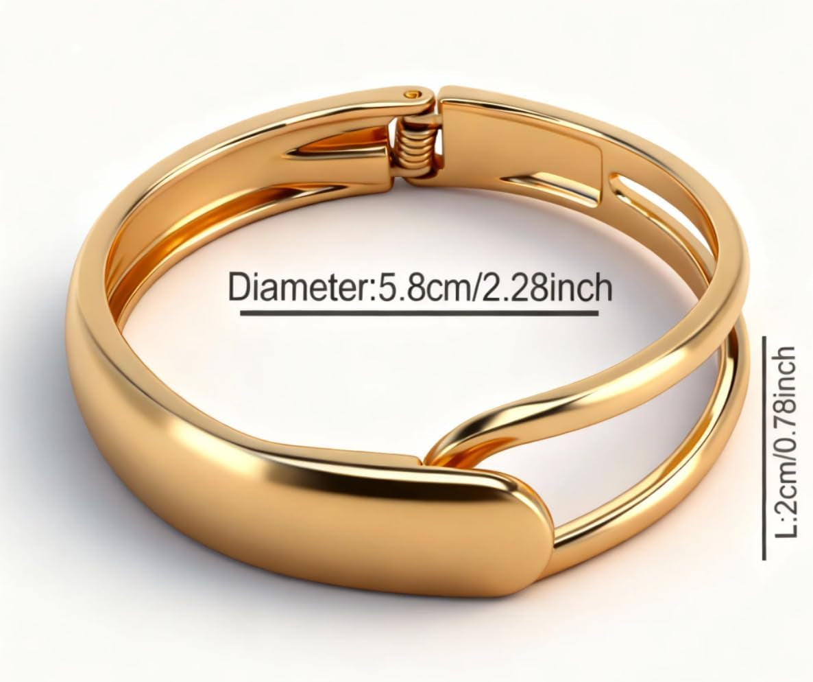 Chunky Gold Bracelet for Women, 14K Gold Plating Open Hollow Asymmetrical Geometric Bracelets Fashionable Minimalist Gift Jewelry