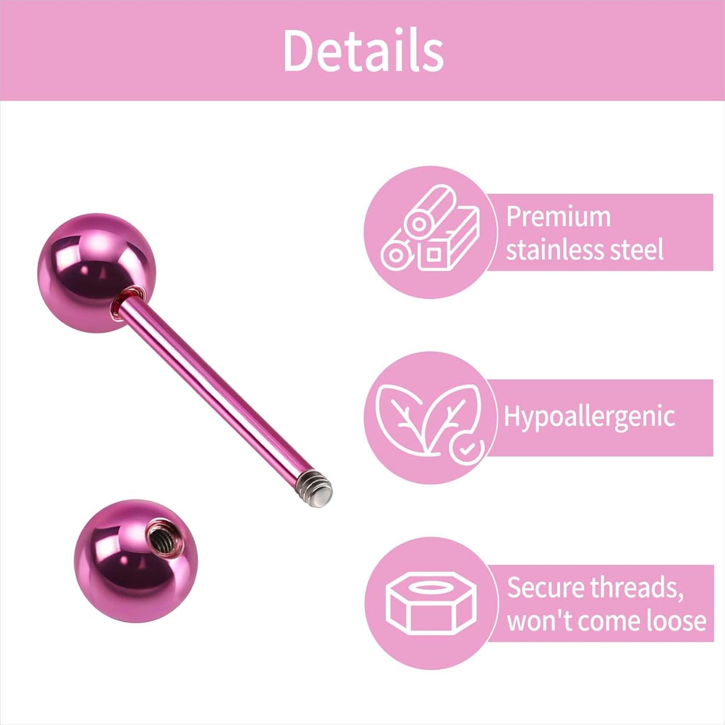 20Pcs 14G Mix-Color Stainless Steel Straight Barbell Tongue Rings Bars Piercing 5/8" Length Acrylic Glow in Dark Flexible Retainer Body Jewelry for Women Men