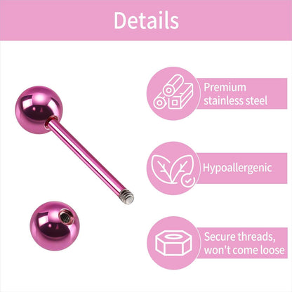 20Pcs 14G Mix-Color Stainless Steel Straight Barbell Tongue Rings Bars Piercing 5/8" Length Acrylic Glow in Dark Flexible Retainer Body Jewelry for Women Men