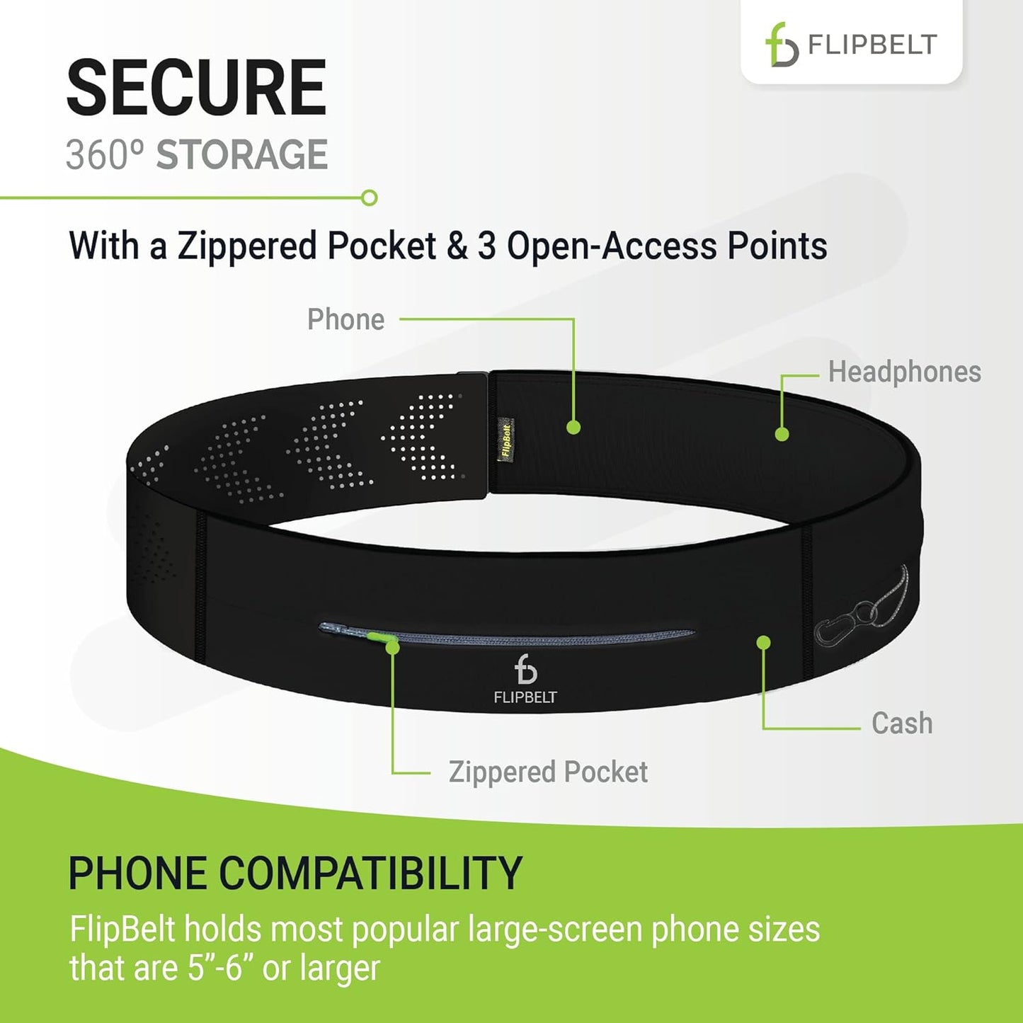 Moisture-wicking Flipbelt waist storage band for women and men
